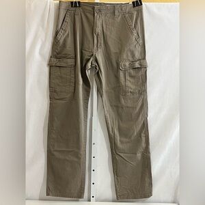 Men's Wrangler Cargo Pants Stretch Relaxed Fit Brown Tech Pocket Men's 36 x 32